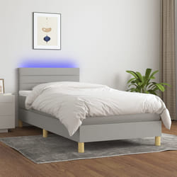 Letto a Molle Materasso e LED Grigio Chiaro 80x200 cm Tessutocod mxl 98834