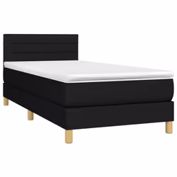 vidaXL Letto a Molle con Materasso e LED Nero 80x200 cm in Tessuto - Vista aggiuntiva 3