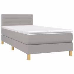 vidaXL Letto a Molle Materasso e LED Grigio Chiaro 90x200 cm Tessuto - Vista aggiuntiva 3