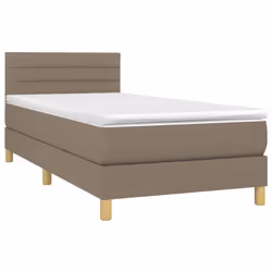 vidaXL Letto a Molle con Materasso e LED Tortora 90x200 cm in Tessuto - Vista aggiuntiva 3