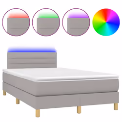 vidaXL Letto a Molle Materasso e LED Grigio Chiaro 120x200 cm Tessuto - Vista aggiuntiva 2