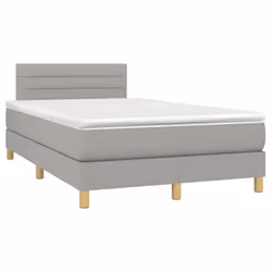 vidaXL Letto a Molle Materasso e LED Grigio Chiaro 120x200 cm Tessuto - Vista aggiuntiva 3