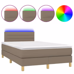 vidaXL Letto a Molle con Materasso e LED Tortora 120x200cm in Tessuto - Vista aggiuntiva 2