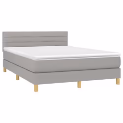 Letto a Molle Materasso e LED Grigio Chiaro 140x190 cm Tessutocod mxl 98839 - Vista aggiuntiva 3