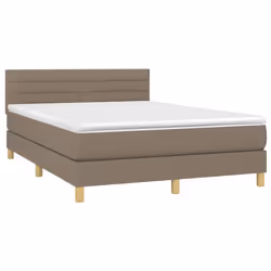 Letto a Molle con Materasso e LED Tortora 140x190 cm in Tessutocod mxl 122764 - Vista aggiuntiva 3
