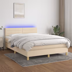 Letto a Molle con Materasso e LED Crema 140x190 cm in Tessutocod mxl 98842