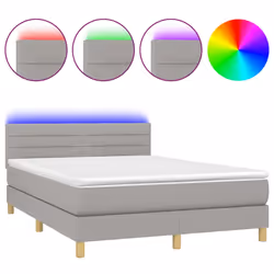 Letto a Molle Materasso e LED Grigio Chiaro 140x200 cm Tessutocod mxl 74833 - Vista aggiuntiva 2
