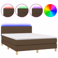vidaXL Letto a Molle Materasso e LED Marrone Scuro 140x200 cm Tessuto - Vista aggiuntiva 2