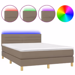 Letto a Molle con Materasso e LED Tortora 140x200 cm in Tessutocod mxl 122772 - Vista aggiuntiva 2