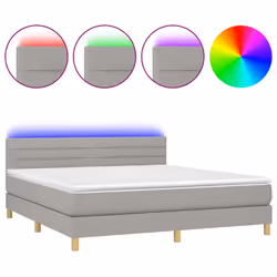Letto a Molle Materasso e LED Grigio Chiaro 160x200 cm Tessutocod mxl 74840 - Vista aggiuntiva 2