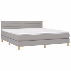 vidaXL Letto a Molle Materasso e LED Grigio Chiaro 180x200 cm Tessuto - Vista aggiuntiva 3