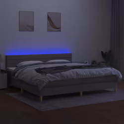 vidaXL Letto a Molle Materasso e LED Grigio Chiaro 200x200 cm Tessuto - Vista aggiuntiva 3