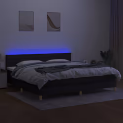 vidaXL Letto a Molle Materasso e LED Nero 200x200cm in Tessuto - Vista aggiuntiva 3