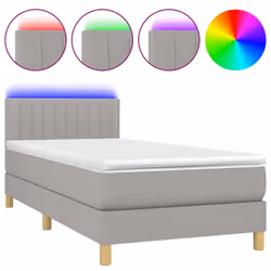 Letto a Molle Materasso e LED Grigio Chiaro 80x200 cm Tessutocod mxl 122770 - Vista aggiuntiva 2