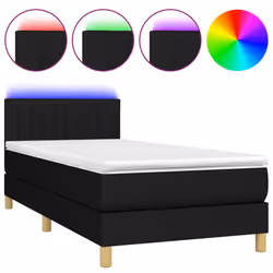 Letto a Molle con Materasso e LED Nero 90x190 cm in Tessutocod mxl 74842 - Vista aggiuntiva 2