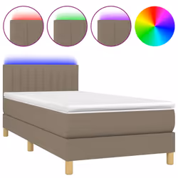 Letto a Molle con Materasso e LED Tortora 90x190 cm in Tessutocod mxl 122773 - Vista aggiuntiva 2