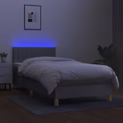 vidaXL Letto a Molle Materasso e LED Grigio Chiaro 90x200 cm Tessuto - Vista aggiuntiva 3