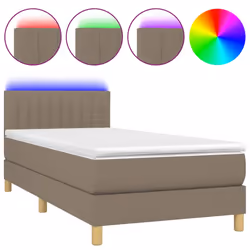 Letto a Molle con Materasso e LED Tortora 100x200cm in Tessutocod mxl 122775 - Vista aggiuntiva 2