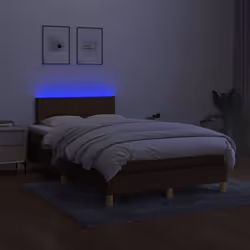 Letto a Molle Materasso e LED Marrone Scuro 120x200 cm Tessutocod mxl 74838 - Vista aggiuntiva 3