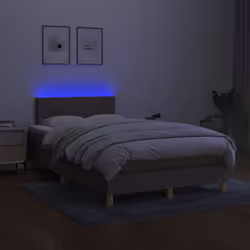 vidaXL Letto a Molle con Materasso e LED Tortora 120x200cm in Tessuto - Vista aggiuntiva 3