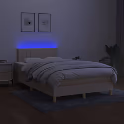 Letto a Molle con Materasso e LED Crema 120x200cm in Tessutocod mxl 74847 - Vista aggiuntiva 3