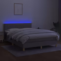 vidaXL Letto a Molle Materasso e LED Grigio Chiaro 140x190 cm Tessuto - Vista aggiuntiva 3