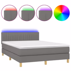 Letto a Molle Materasso e LED Grigio Scuro 140x190cm in Tessuto cod mxl 74843