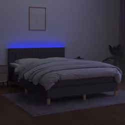 vidaXL Letto a Molle Materasso e LED Grigio Scuro 140x200cm in Tessuto - Vista aggiuntiva 3