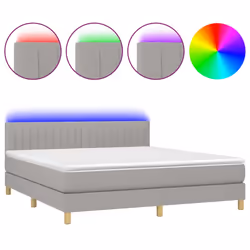 Letto a Molle Materasso e LED Grigio Chiaro 160x200 cm Tessutocod mxl 74848 - Vista aggiuntiva 2