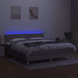 Letto a Molle Materasso e LED Grigio Chiaro 160x200 cm Tessutocod mxl 74848 - Vista aggiuntiva 3