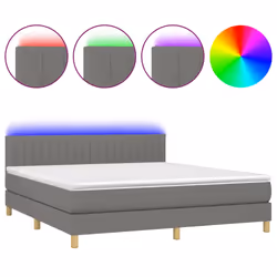 Letto a Molle Materasso e LED Grigio Scuro 160x200cm in Tessutocod mxl 98852 - Vista aggiuntiva 2