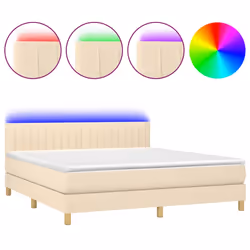 Letto a Molle con Materasso e LED Crema 160x200 cm in Tessutocod mxl 98851 - Vista aggiuntiva 2