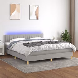 Letto a Molle Materasso e LED Grigio Chiaro 180x200 cm Tessutocod mxl 74846