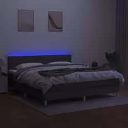 vidaXL Letto a Molle Materasso e LED Grigio Scuro 180x200cm in Tessuto - Vista aggiuntiva 3
