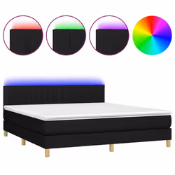 Letto a Molle con Materasso e LED Nero 180x200cm in Tessutocod mxl 122779 - Vista aggiuntiva 2