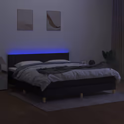 Letto a Molle con Materasso e LED Nero 180x200cm in Tessutocod mxl 122779 - Vista aggiuntiva 3