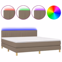 vidaXL Letto a Molle con Materasso e LED Tortora 180x200 cm in Tessuto - Vista aggiuntiva 2