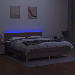 vidaXL Letto a Molle con Materasso e LED Tortora 180x200 cm in Tessuto - Vista aggiuntiva 3