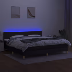 vidaXL Letto a Molle Materasso e LED Nero 200x200cm in Tessuto - Vista aggiuntiva 3