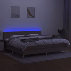 vidaXL Letto a Molle Materasso e LED tortora 200x200cm in Tessuto - Vista aggiuntiva 3
