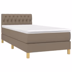 vidaXL Letto a Molle con Materasso e LED Tortora 90x190 cm in Tessuto - Vista aggiuntiva 3
