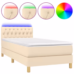 Letto a Molle con Materasso e LED Crema 90x190 cm in Tessutocod mxl 98855 - Vista aggiuntiva 2