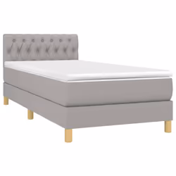 vidaXL Letto a Molle Materasso e LED Grigio Chiaro 90x200 cm Tessuto - Vista aggiuntiva 3