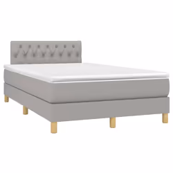 vidaXL Letto a Molle Materasso e LED Grigio Chiaro 120x200 cm Tessuto - Vista aggiuntiva 3