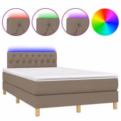 vidaXL Letto a Molle con Materasso e LED Tortora 120x200cm in Tessuto - Vista aggiuntiva 2