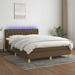 Letto a Molle Materasso e LED MarroneScuro 140x190cm in Tessutocod mxl 122783