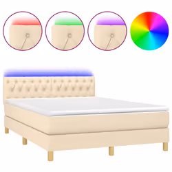 Letto a Molle con Materasso e LED Crema 140x190 cm in Tessutocod mxl 74856 - Vista aggiuntiva 2