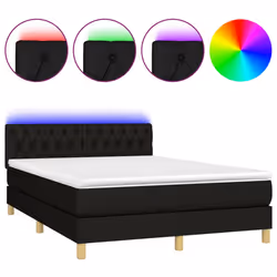 Letto a Molle con Materasso e LED Nero 140x200 cm in Tessutocod mxl 122790 - Vista aggiuntiva 2
