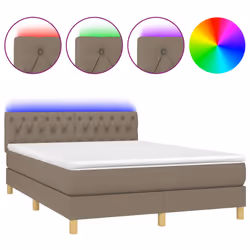 Letto a Molle con Materasso e LED Tortora 140x200 cm in Tessutocod mxl 74857 - Vista aggiuntiva 2