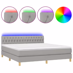 Letto a Molle Materasso e LED Grigio Chiaro 160x200 cm Tessuto cod mxl 122785